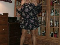 Fat grandmother with blonde hair exposes herself in tan nylons and garters - Photo #6