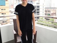 Attractive Asian Sprite strips and shows her big tits & pussy at a casting - Photo #2