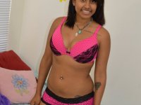 Ebony beauty Diana Braset treats her shaved black pussy to a small vibrator - Photo #3