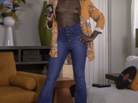 Ebony with an afro Ana Foxxx strips and flaunts her black butt in a solo - Photo #6