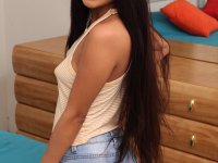 Long haired Latina girl Binky Baez fingers her pussy during her nude debut - Photo #2