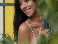Pretty Latina with a leg tattoo Iris Lucky presents her big tits & masturbates - Photo #2