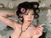 Pretty Asian babe Daniella Free teases with her big tits wearing lingerie - Photo #15