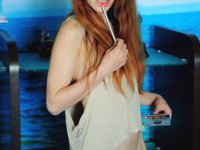Naughty skinny teen Sofi Shane exposes her body and fingers her bushy muff - Photo #1
