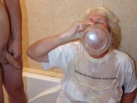 Big titted granny enjoys hardcore threesome piss action & gets cum on her face - Photo #4