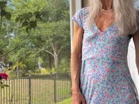 Skinny blonde granny Leilani toys her shaved pussy using a glass dildo - Photo #5