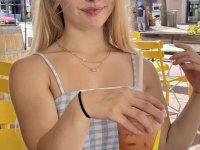 Petite blonde teen Kylie teases with her incredible big tits & ass in public - Photo #19