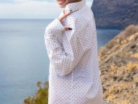 Skinny teen Nikoleta gets totally naked on a beach towel near the ocean - Photo #1
