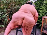 Morbidly obese old woman steps out onto a patio while totally naked - Photo #13