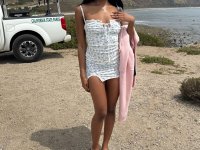 Pretty black girl takes a day trip with her feet and pussy bare - Photo #13