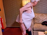Naughty chubby granny Modesta shows her saggy tits while completely naked - Photo #16