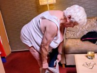Naughty chubby granny Modesta shows her saggy tits while completely naked - Photo #17