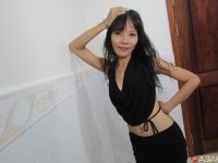 Thin Asian girl Lan sports a creampie after stripping and POV fucking - Photo #1