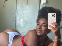 Pretty black girl Paola Axo sticks out her tongue while taking non-nude selfies - Photo #1