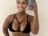 Ebony solo girl takes selfies in a variety of revealing lingerie outfits - Photo #15