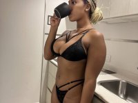 Ebony solo girl takes selfies in a variety of revealing lingerie outfits - Photo #18