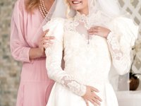 Carolina Sweets is affixed with a garter before a lesbian wedding to Julia Ann - Photo #12