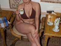 Chubby amateur Adele Cotton removes her bikini and swims while fully naked - Photo #1