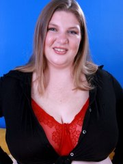 Chubby amateur Charlly Moore shows her big juggs and ass before POV sex
