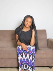 Ebony first timer uncovers her big natural boobs as she strips naked