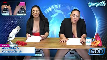 Camsoda - Lesbian MILF And Teen Ride Sybian Masturbate On Air While Reading The News
