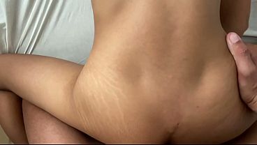 He came inside the skinny girl's ass and used the dildo to do double penetration on that naughty young girl.