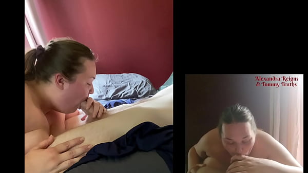 BBW Alexandra Reigns spoiling hubby with BJ, hand job and throat-pie