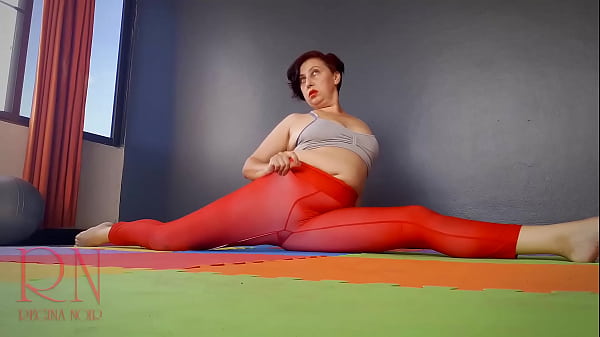 Sexy Yoga Girl in Red Leotard – Flexible Gym Teasing by Regina Noir. c1 125