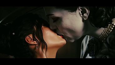 Panam Palmer (Custom) x Lady Dimitrescu Lesbian kissing (Cyberpunk 2077, Resident Evil  AI generated)