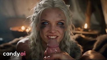 Blonde Viking Warrior Begs for Anal After Battle, Deepthroat and Facial - Candy AI