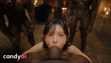 Asian Beauty DESTROYED in an Interracial BBC GANGBANG of Three Huge Black Cocks by Candlelight - Candy AI