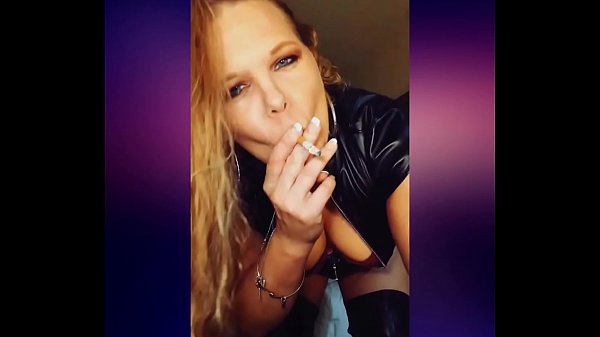 Custom smoking fetish in latex fetish clothing sucking a dildo femdom pov