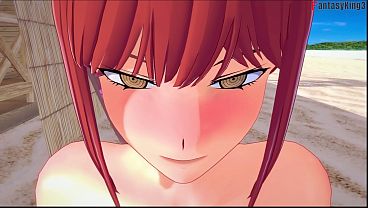 Makima Bikini fucked on the beach - Chainsaw man | Full & Pov version on Sheer & PTRN: Fantasyking3