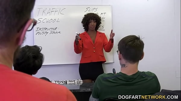 Misty Stone giving head to 10 guys until they cum