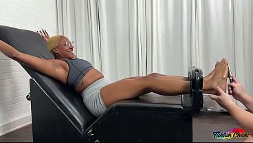 TICKLISH CHICKS - Sensitive Ebony Milf Peach Fuzz Squeals From Tickling