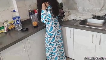 My Beautiful Stepdaughter in Blue Dress Cooking Is My Sex Slave When Her Mom Is Not At Home