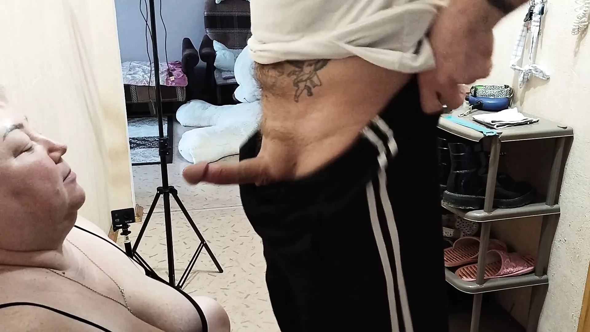 neighbor sucks cock while her husband is sleeping
