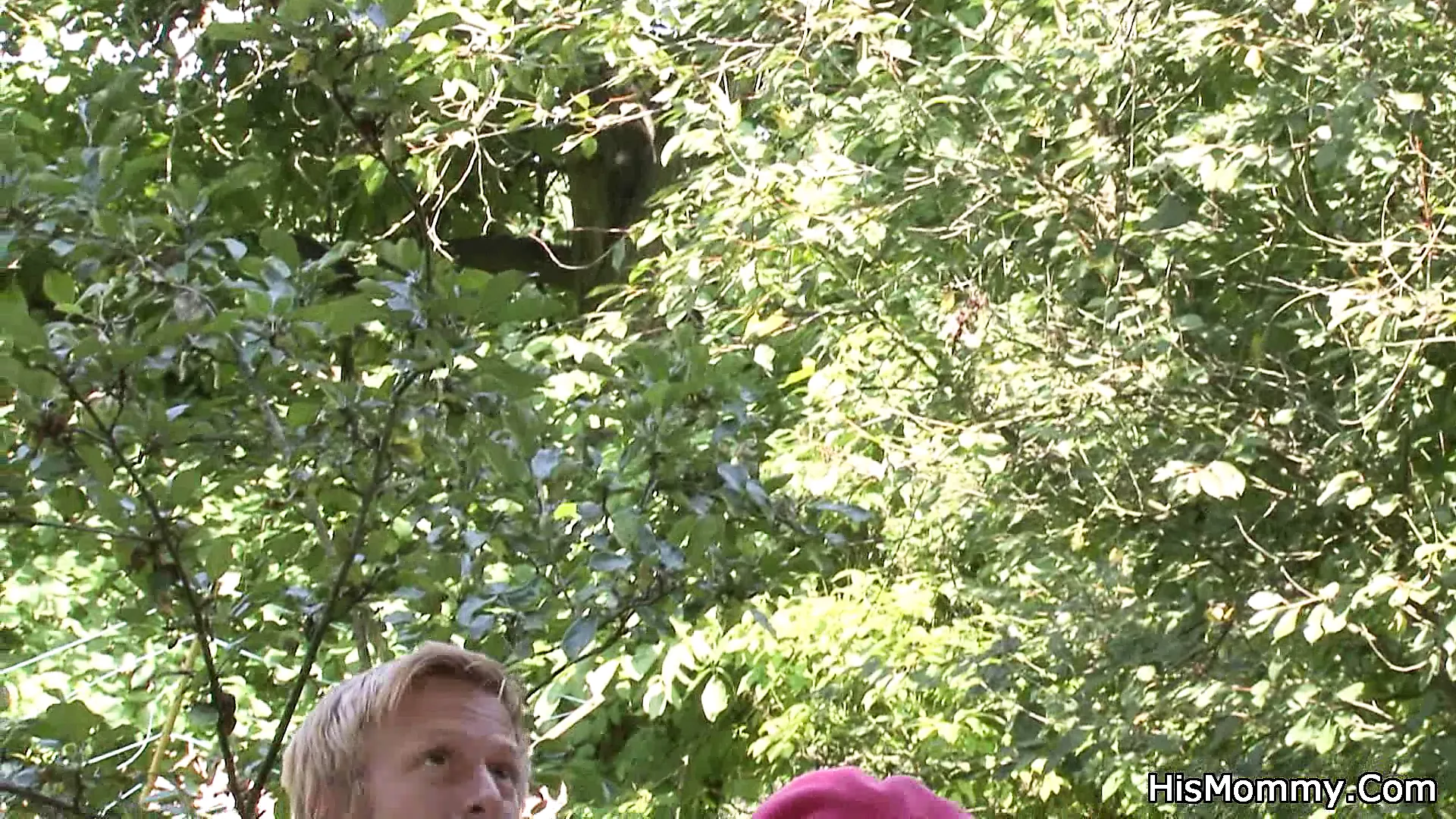 His busty mommy toying girl outdoors