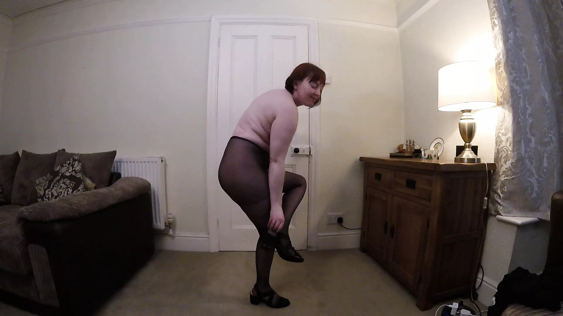 Sexy Dress and pantyhose striptease