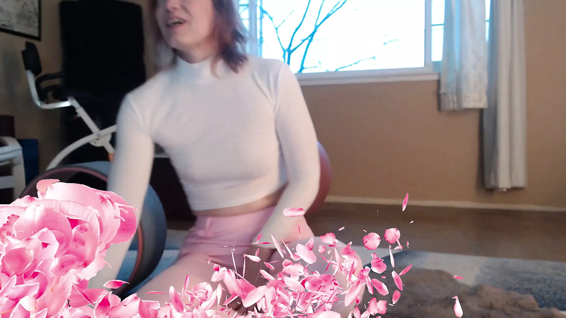 Aurora Willows doing yoga wheel workout
