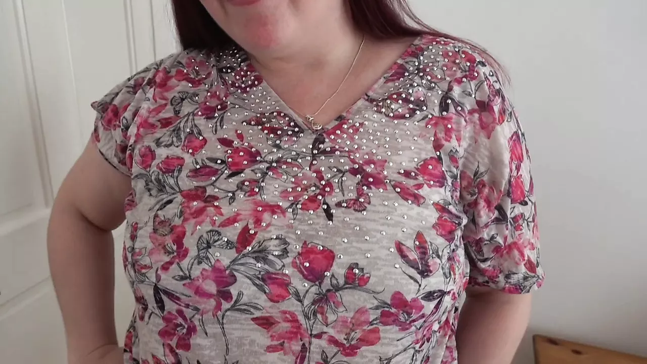 Naughty Step Mom stripping off Skirt top and underwear