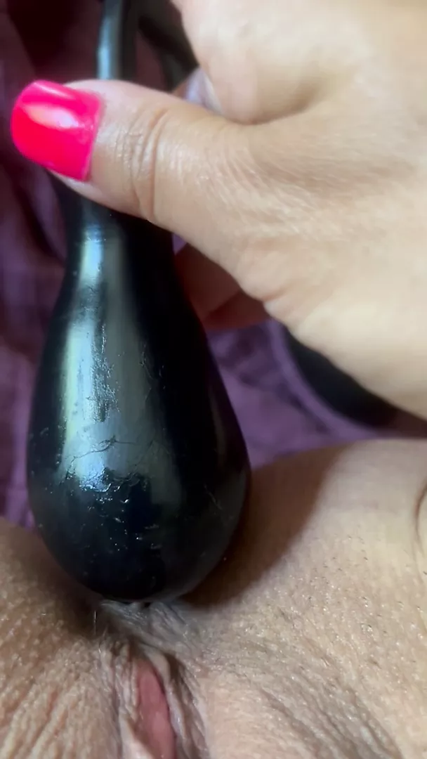 Practing anal training with my inflating toy.