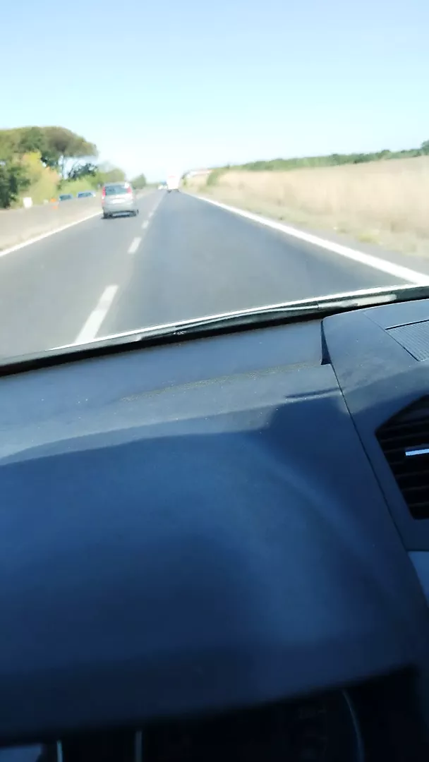 Milf Slut.on highway .  I touch myself seating in car.