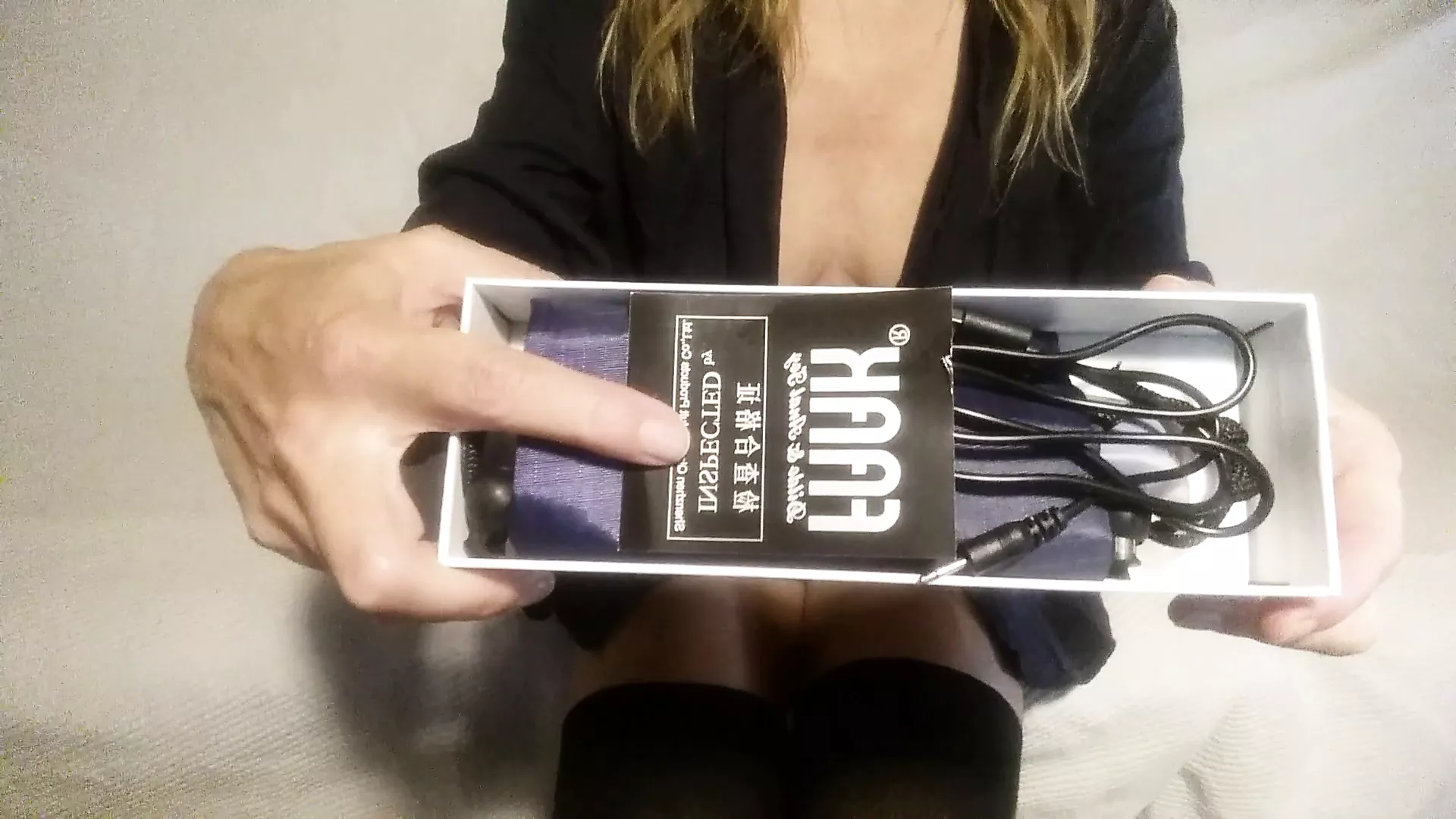 nippleringlover horny milf unboxing new vibrator masturbating pierced pussy extreme pierced nipples high heels stockings