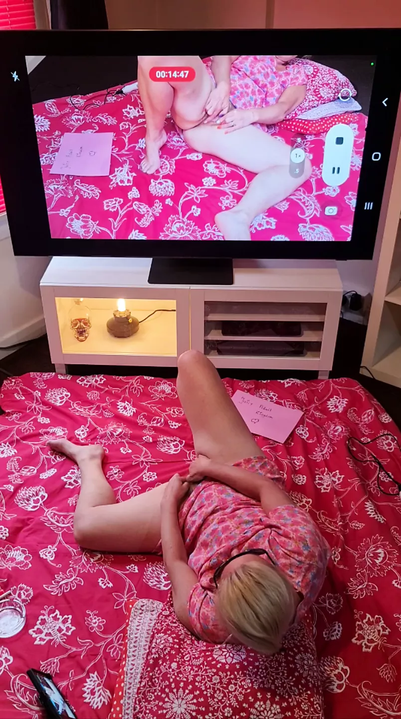 Me on the floor and on the TV screen