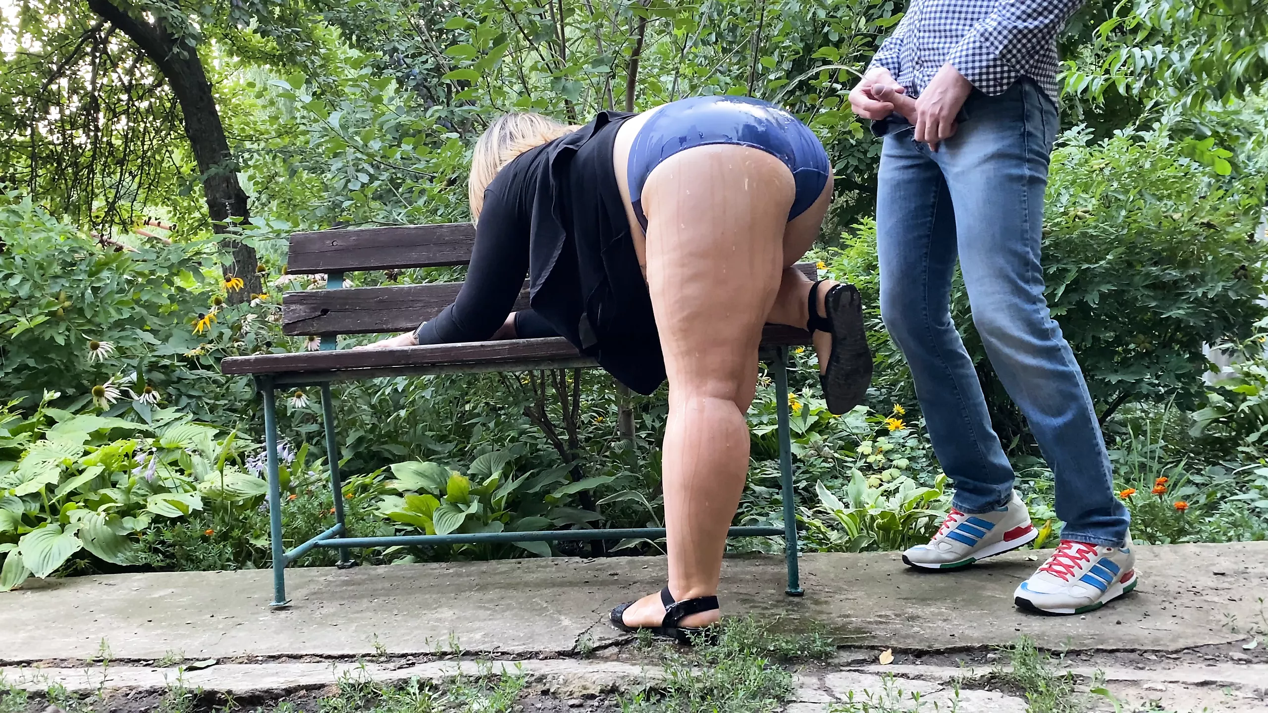 Stepmom let her stepson pee on her gorgeous ass in panties