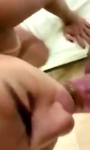 Girl sucks shit off of dick