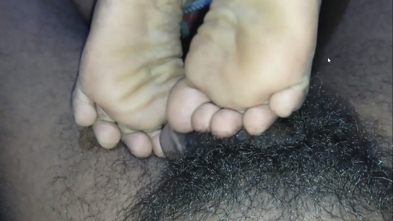 Desi wife footplay with hubby - footjob