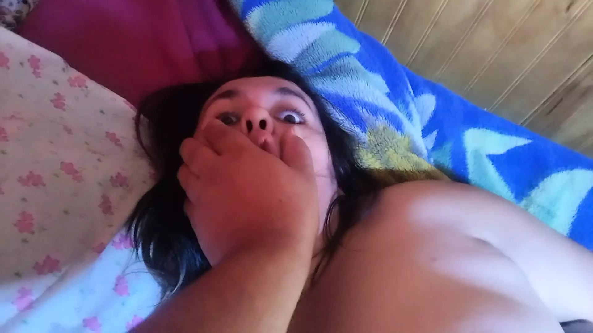 Mommy hairy pussy groped in bed POV