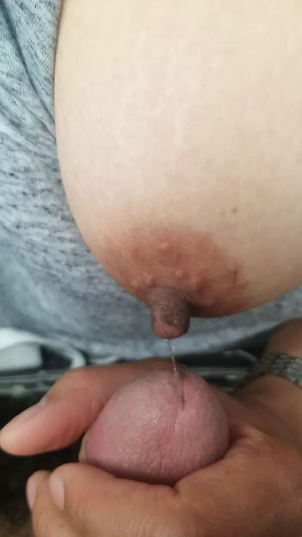 Asian MILF Wife Sticking Her Nipple In a Cum Dick Hole